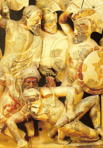 Esc, V aC., Batalla, Frontn del templo A de Pyrgi