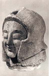 Esc, VI aC., Cabeza colosal de guerrero, Necrpolis, Orvieto, 530-520