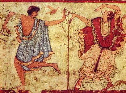 Pin, V aC., Danzantes, Tumba del Triclinio, Tarquinia, Viterbo, Lacio, Italia, 470 aC.