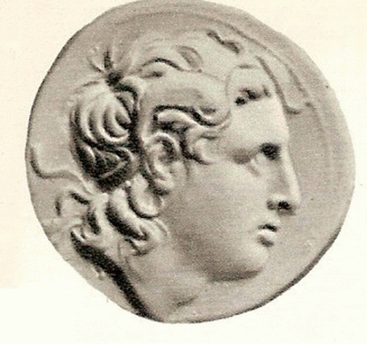 Numismtica IV, Alejandro Magno como Amn, Anverso, 332-323