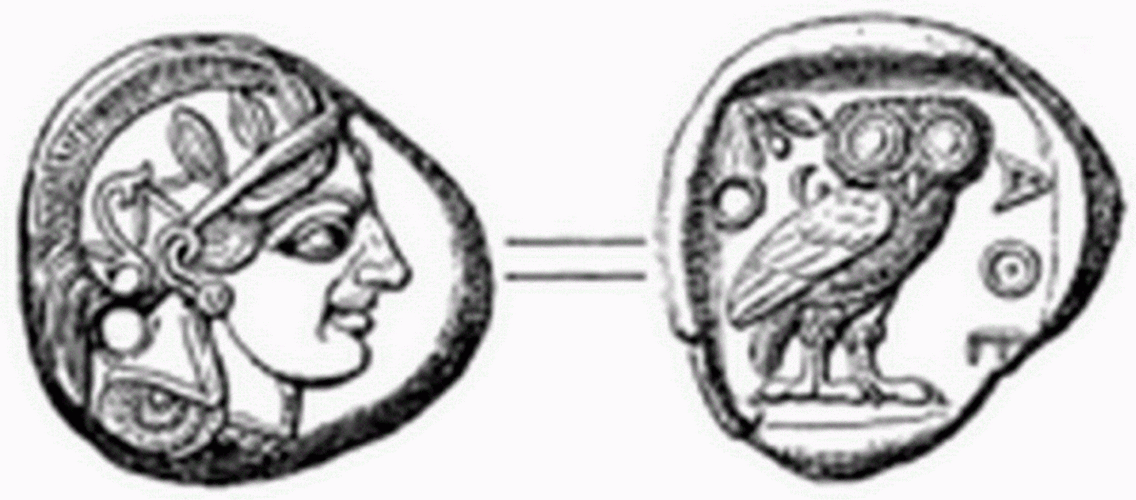 Numismtica, V aC, Tetradagma Ateniense, Plata, 490