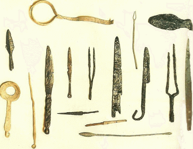 Orfebrera, Instrumentos Quirrgicos, del Santuario de Corinto, M. Arqueolgico de Corinto