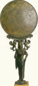 Orfebrera, VI aC., Espejo Espartano o Corintio, Bronce, M. Arqueolgico Nacional, Atenas
