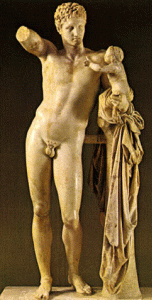Esc, IV aC., Praxiteles, Hermes y Dionisos, M. Arqueolgico, Olimpia, Grecia