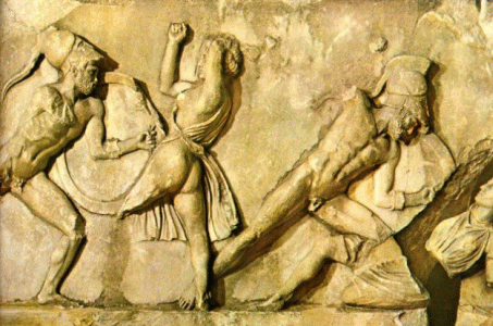 Esc, IV aC., Scopas, Mausoleo de Halicarnaso, Relieve, Grecia