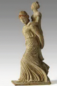 Esc, IV-III aC., Mujer y nia, Tanagra, Alejandra, Grecia