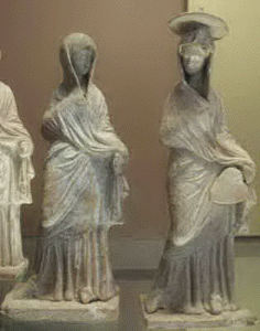 Esc, IV-III aC., Mujeres, Tanagras, Escuela de Alejandra, Grecia, M. del Louvre, Pars