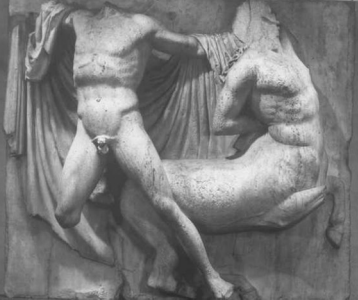 Esc, V aC., Fidias, Centauro y Lapita, Metopa del Partenn, Grecia, 447-432