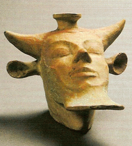 Esc, VI aC., Arbalo con la Cabeza de Aqueloo, Terracota, Grecia, M. del Louvre, Pars, 570 aC.