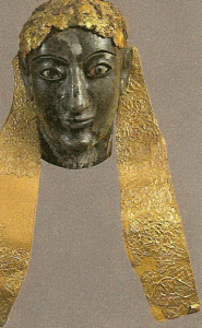 Esc. VI aC., Cabeza Crisoelefantina Femenina, M. Arqueolgico, Delfos, Grecia