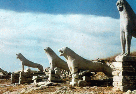 Esc, VI aC., Leones, Avenida del Templo de Leto, Delos, Grecia