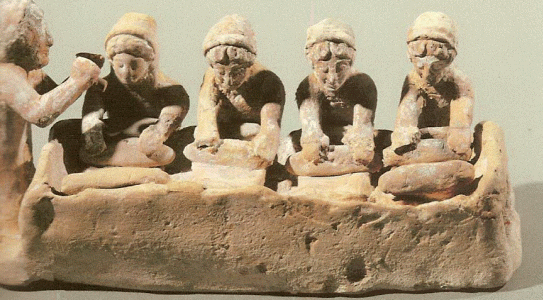 Esc, VI aC., Panaderas Amasando al Ritmo de la Flauta, Tebas, Grecia, M. del Louvre, Pars