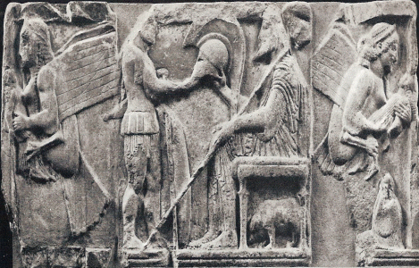 Esc, VI aC. Tumba de las Arpas en Xantos, Relieve, Culto Funerario, Grecia, 500 aC.