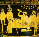 Cermica, V aC., Vaso tico, Dionisio y Hefesto en un Banquete, M. de Agrigento, Sicilia