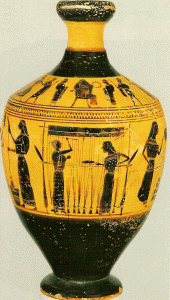 Cermica, VI aC., Pintor de Amasis, Hilatura y Tejedura, Metropolitan Museum, N. York, USA, 540