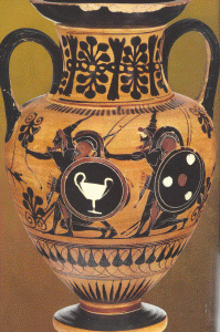 Cermica, VI aC., Anfora, Hoplitas Protegen a Mercenarios de los Arqueros Escitas, M. Estataleles, Berln, Alemania
