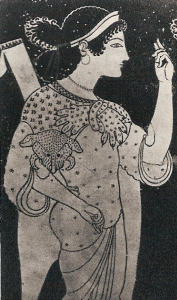 Cermica, VI aC. Anfora tica, Artemisa, Figuras Negras y Rojas, 530-500
