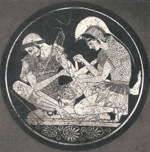Cermica, VI aC., Sosias, Aquiles Curando a Patroclo, Finales del Siglo