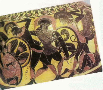 Cermica, VI aC., Escena de la Guerra de Troya