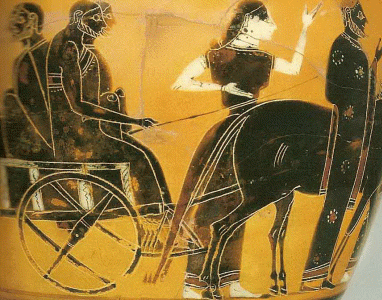 Cermica, VI aC., Pintor de Amasis, Carro de los Novios, Metropolitan Museun, N. York, USA,  540