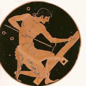 Cermica, VI aC., Pintor del Carpintero, Kylix tica, Carpintero, British Museum, London, 510-500