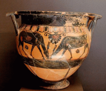 Cermica, VII aC., Cratera del Louvre, Influjo Oriental, Franjas de Animales, M. del Louvre, Pars