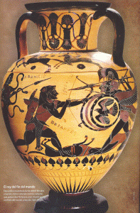 Cermica, VI aC., Anfora, Luch de Hrcules contra Gerin de Tartessos 