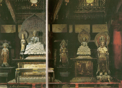 Esc, VII a VIII, Pagoda de Horyuji, Sala de Oro, Interior, Nara