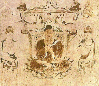 Pin, VII, Paraiso del Buda Amida, Mural, Horyuji, Nara