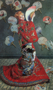 Tejido-Vestimenta, XIX, Monet, Claude, Madame Monet o Camille con atuendo japons, 1876