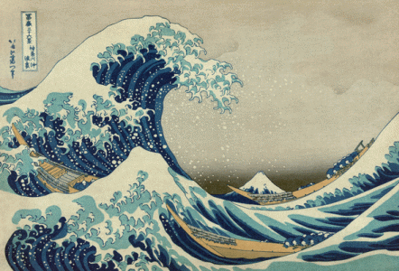 Pin, XIX, Katsushika Hokusai, La gran ola de Kanagawa, Metropolitan Museum, N. York, 1830-1833