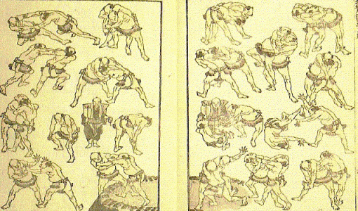 Pin, XIX, Katsushika Hokusai, Luchadore de sumo, xilografa, Col. particular, 1814-1849