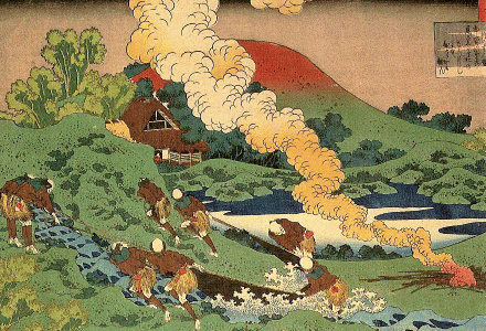 Pin, XIX, Katsushika Hokusai, Kakinomoto no Hitomaro, xilografa, Col. Baur, Ginebra, Suiza, 1835-1836