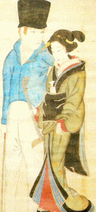 Pin, XIX, Autor desconocido, Mujer de Nagasaki con un holands, Galera Tnayaka, Pars, 1820