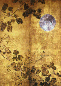 Pin, XIX, Sakai Hoitsu, Autumm flowers an Moon