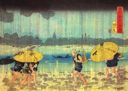 Pin, XIX, Utagawa Hiroshige, En la orilla del ro Sumida