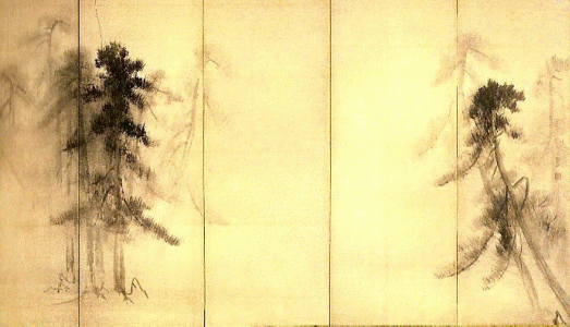 Pin, XV, Hadsegawa Tohaku, PInos en la niebla, papel, M. Nacional, Kioto