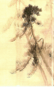 Pin, XVI, Hasegawa Tohaku, Pinos en la niebla, papel, Biombro, M. Nacional, Tokio