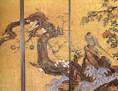 Pin, XVII, Kano Sanraku, Ciruelo y faisn, papel, Myoahinji, Kioto, 1631-1635