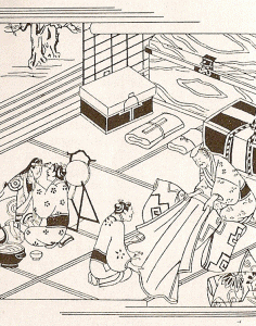 Pin, XVII, Yoshida Hanbei, Cinco mujeres que amaron el amor, Xilografa, 1656