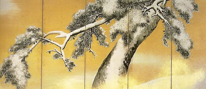 Pjn, XVIII, Maruyama Okyo, Pinos en la nieve, papel, Mitsui  Bunco, Tokio, 1781-1789