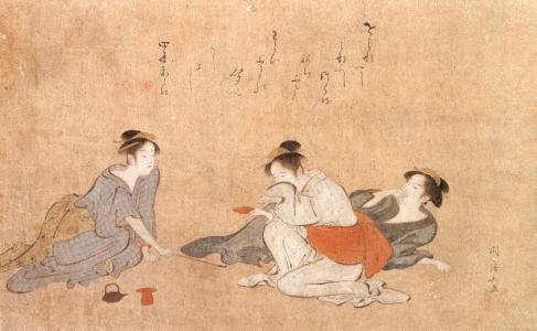 Pin, XVIII, Torii Kiyonaga, Tres mujeres borrachas