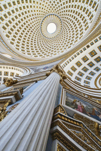 Arq,  XIX, Iglesia, Interior, Cpula, Detalle, Mosta, Malta