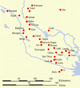 Mesopotamia, Ciudades, Mapa