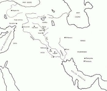 Mesopotamia, Sumeria, Asiria, Hititas, centros principales, Mapa