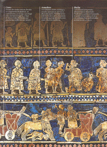 Mosaico, XXVII-XXV, Estandarte de Ur, Tumbas Reales de Ur, M. Britnico, Londres, 2650-2400 aC.