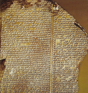 Escritura cuneiforme, VII, tablilla del Diluvio, Poema de Gilgamesh, Palacio de  Assurbanipal, Asirios, Nnive, M. Britnico, Londres
