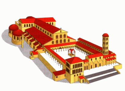 Arq IV Basilica de San Pedro de Roma ANTIGUA IMAGEN IDEALIZADA, Exterior