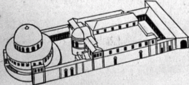 Arq, IV, Baslica del Santo Sepulcro, Exterior, Dibujo Azimutal, poca de Constantino el Grande, Jerusaln