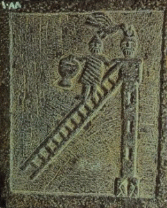 Esc, V , San Simen bajando de la columna para dormir, en una choza, Baslica de San Simen el Stilita, Siria